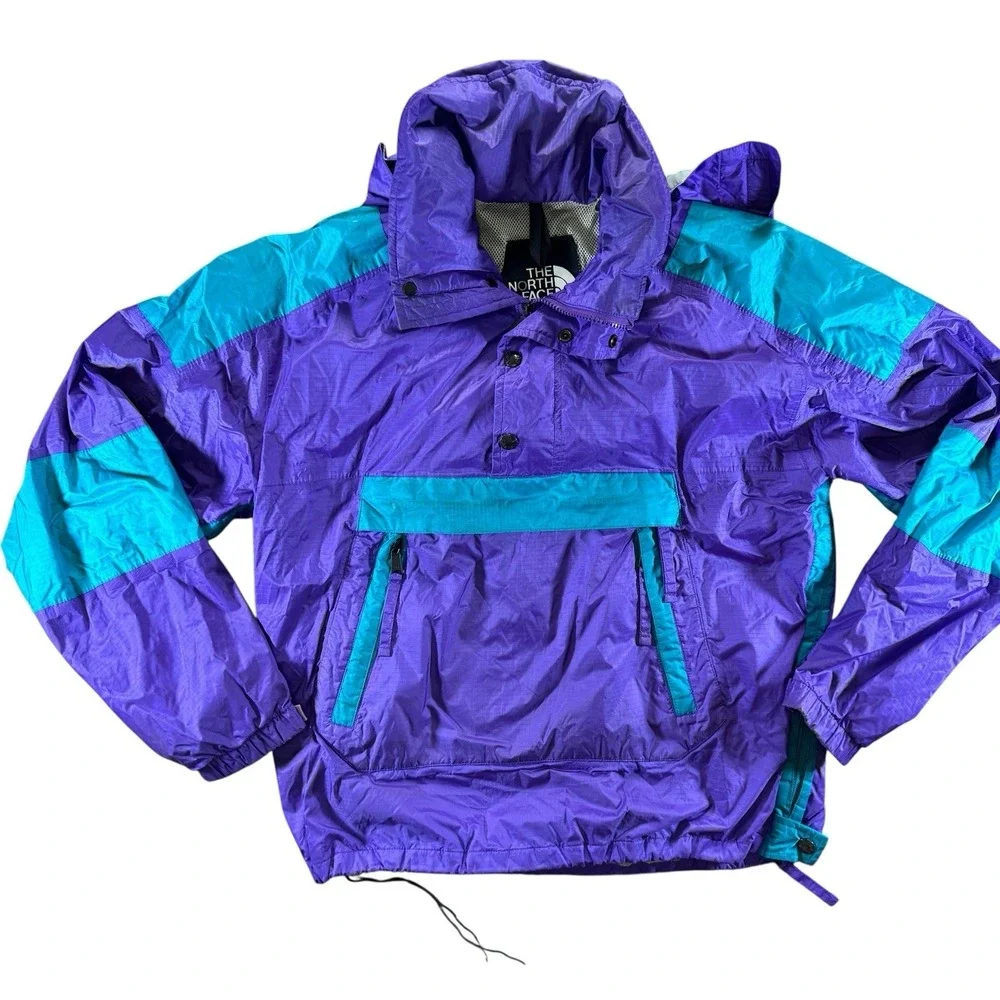 Vintage 90s The North Face Anorak Pullover Jacket Mens Small Purple Teal